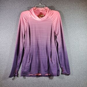 Halcyon Running/Training/Yoga Pink Gradient Long Sleeve Cowl Neck Top Size M